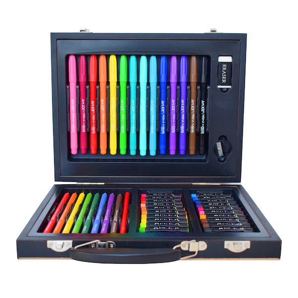 Art 101 Color & Sketch Color Your Own Wood 58-Piece Art Set 55058MB - main